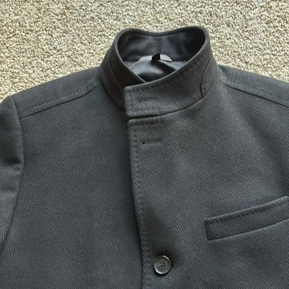 Hugo Boss Men’s The Syntrax3 Black Wool Overcoat Top Coat 42 R Medium/Large